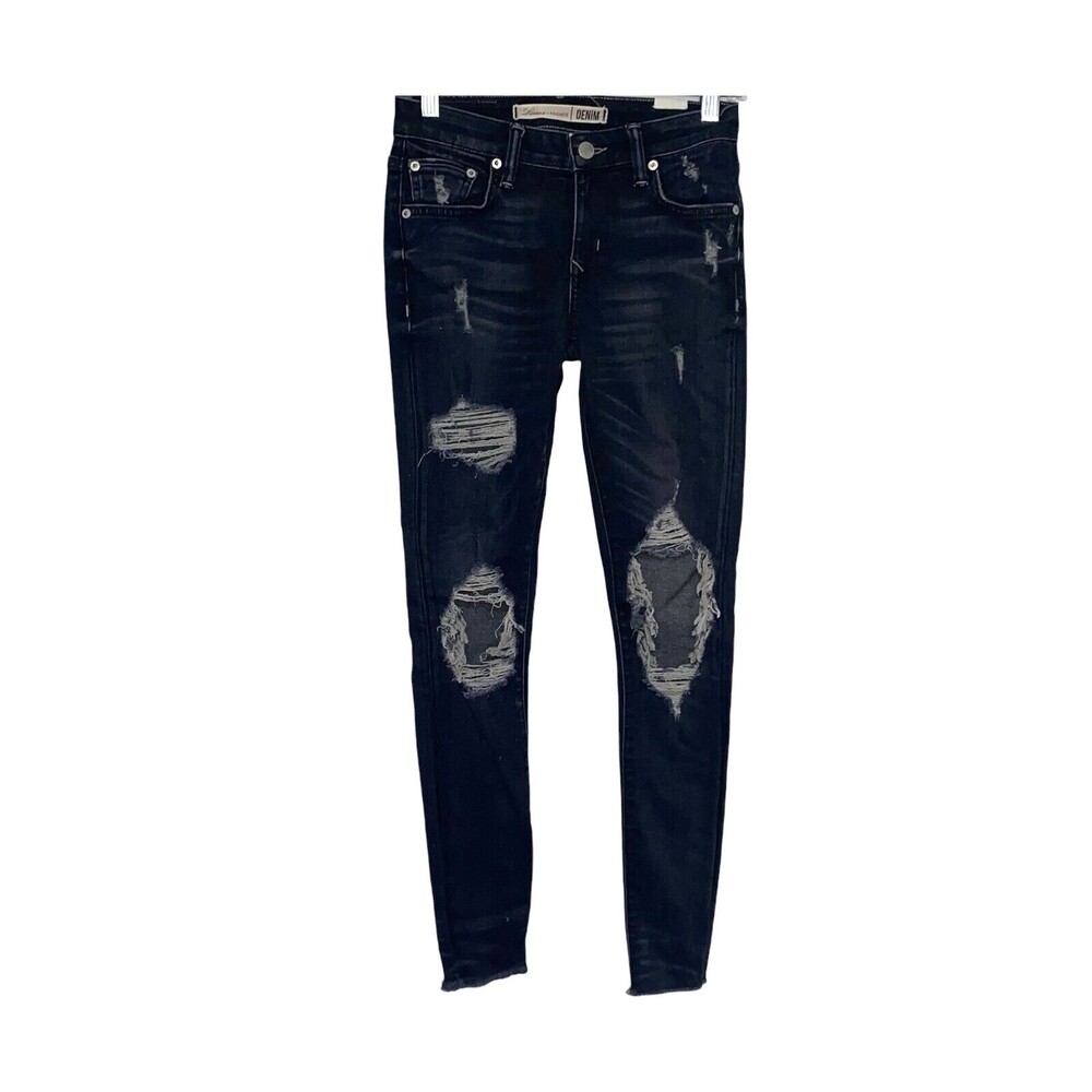 Revolve Lovers + Friends Ricky Distressed Raw Hem Skinny Jeans Size 24